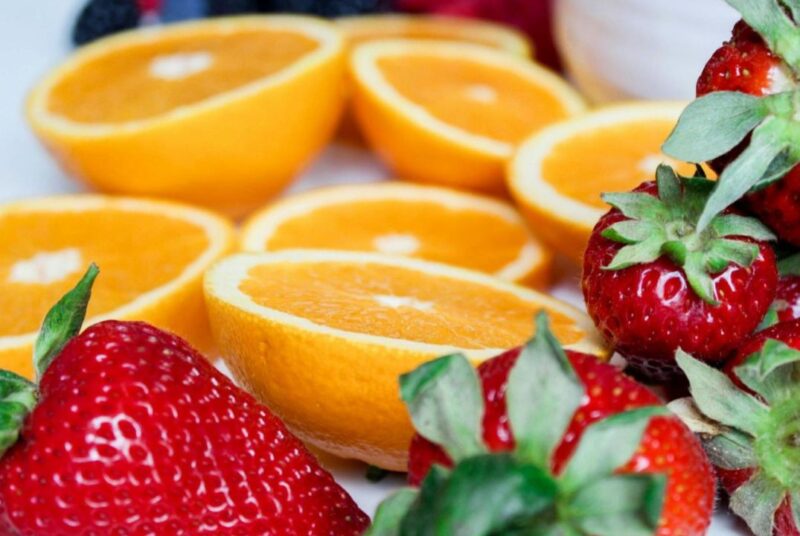 strawberries and oranges